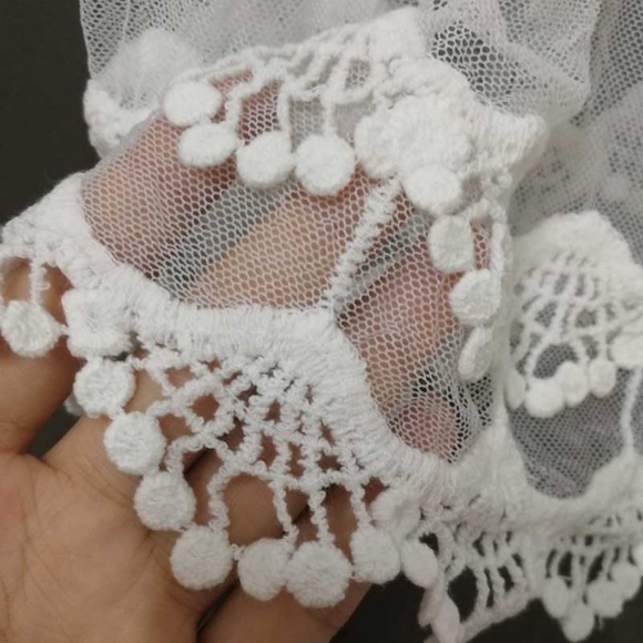 057 Boho Cream Floral Crochet Lace Racerback Top cover up - Picture 7 of 8